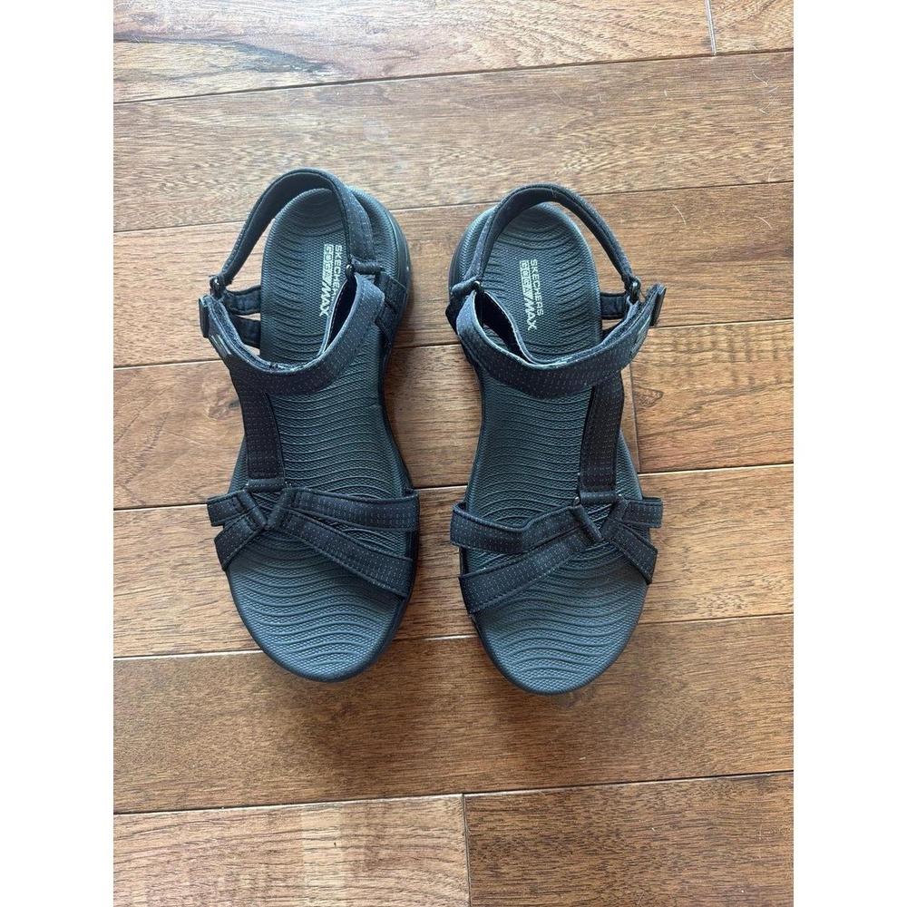Skechers "Goga Max" Black Nylon Gladiator Sandals Women's 8